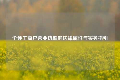 个体工商户营业执照的法律属性与实务指引