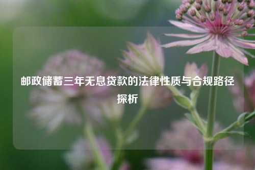 邮政储蓄三年无息贷款的法律性质与合规路径探析