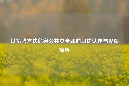 以危险方法危害公共安全罪的司法认定与界限探析