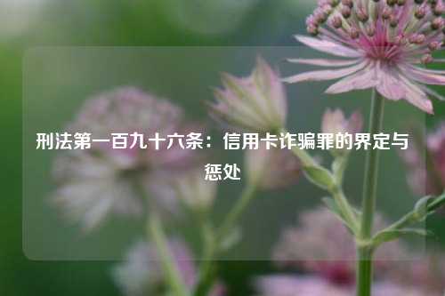 刑法第一百九十六条：信用卡诈骗罪的界定与惩处