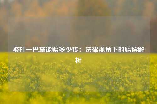 被打一巴掌能赔多少钱：法律视角下的赔偿解析