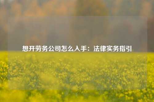 想开劳务公司怎么入手：法律实务指引