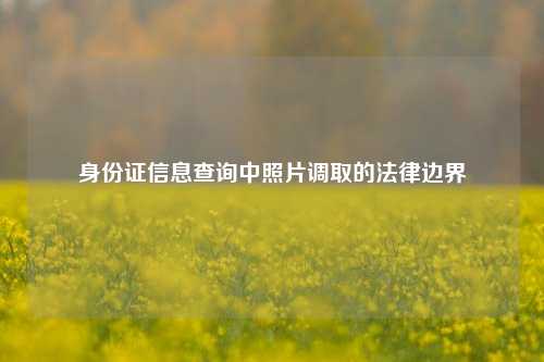 身份证信息查询中照片调取的法律边界